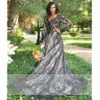 2022 Vintage robe de mariée en dentelle noire princesse taille empire dentelle col en V manches longues sexy V dos ouvert robes de soirée pour femmes africaines pour la mariée