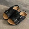 crianças retro sandálias meninos verão moda qualidade sapatos meninas legal sapatos de praia de metal bebê microfibra couro sandálias 210713