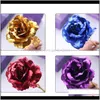 Couronnes de fleurs décoratives Saint Valentin Cadeau créatif Feuille d'or plaqué 24 carats Rose dure pour toujours Amour Décor de mariage Souvenir Drop V6818079