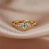 Anéis de casamento Menina bonito branco cristal pedra jóias charme zircão ouro fino para mulheres vintage noiva de neve floco de neve anel