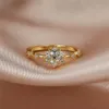 Eheringe Nettes Mädchen Weißer Kristallstein Schmuck Charme Zirkon Gold Dünn Für Frauen Vintage Braut Schneeflocke Verlobungsring