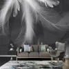 Custom Photo Mural Wallpaper Modern Simple Beautiful Black White Gray Feather Abstract Art Background Wall Decor