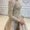 Arabski Aso Ebi Muzułmański koraliki koronkowe wieczór długie rękawy Line Prom Vintage Formal Party Drugi suknie przyjęte sukienki