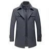 Men's Wool & Blends Winter Autumn Mens Coat Double Collar Thick Trench Business Casual Woolen Jacket Men Overcoat