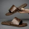 Luxury brand men's flip flops high quality leather summer outdoor soft bottom comfortable leisure beach sandals 40-45 yards