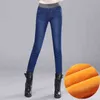 Winter dikke plus fluwelen fleece warme vrouwen elastische hoge taille skinny moeder jeans stretch vrouwelijke denim potlood broek maat 28-40 211129