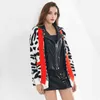Leopard Print Patchwork Fake Two Sweater For Women Lapel Long Sleeve Casual Oversize Cardigans Female Clothing 210524