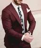 Groom Nosić szczytowe klapę do ślubu Smoking Moda Moda Kurtka Blazer Business Prom Dinner Party Suit (Jacket + Spodnie + Bow) Slim Fit 2022