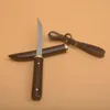 Coltello dritto piccolo di fascia alta VG10 Lama a goccia in acciaio di Damasco Ebano + Manico in testa in acciaio inossidabile Coltelli portachiavi EDC per esterni