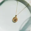 Necklace Gold Chain Hammered Metal Embossed Zodiac Pendant Necklaces Retro Fashion Neck Jewelry Simple Round Charm Accessories