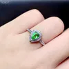 Cluster Rings Heart Green Emerald Gemstone Ring for Women Jewelry 925 Sterling Silver Natural Real Gem Girl Birthday Engagement Gift