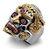 Clusterringen 2021 Vintage Skull Men's Punk Style Flower Biker Ring Fashion Skeleton Stone Male sieraden US Grootte 7-14