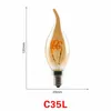 Лампочка светодиода лампочка C35 T45 ST64 G80 G95 G125 Спиральный свет 4W 2200K Retro Vintage Lamps Декоративные освещения Dimmable Edison LA220W