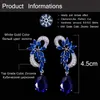 Marca Diseño Único Color Plata Lujo Cubic Zircon Drop Stones Pendientes Largos Azul Real para Mujeres CZ234 210714