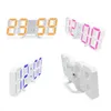 3D LED Wall Clock Digital Alarm Table Bedside Home Room Decoration Electronic With Thermomet Night light 211112