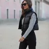 春のカジュアルな女性の黒い緩い短いベスト女性のファッション特大ソリッドカラータンクレディース基本的な温かいノースリーブジャケット211123