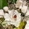 Top Quality Luxury Brand Pure 925 Silver Jewelry Lovely Ladybug Lucky Spring Design Cherry Leaf Mother Of Pearl Gemstone Brooch5792056