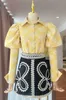 자수 히트 컬러 여성 섹시한 셔츠 옷깃 스탠드 업 칼라 버블 프린트 슬리브 슬림 여성 패션 210527