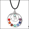 Smycken hänge halsband 7 chakras reiki stenar hänger hälsa amet healing chakra 3d sten charms halsband droppleverans 2021 wqjge