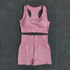 Vrouwen Naadloze 2 stks Yoga Set Sport Bra Hoge Taille Fitness Gym Shorts Running Wear Workout Kleding Suits 210802