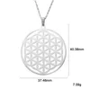 Pendant Necklaces EUEAVAN 10pcs The Flower Of Life Pattern Melon Seeds Clasp Circle Necklace Stainless Steel