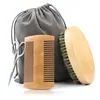 4 pièces ensemble de brosse à barbe pour hommes double face style peigne ciseaux avec sac de rangement Kit mâle outil de soin de rasage du visage Hair Brushes7748277