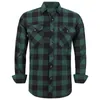 Men's Plaid Flannel Shirt Spring Autumn Male Regular Fit Casual Long-Sleeved Shirts For (USA SIZE S M L XL 2XL) 210705