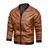 Motorcykeljacka män punk höst mode casual pu läder jacka männen varumärke kläder zipper windbreaker bomber läder coat 211009