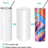 Sublimation Tumblers 20 oz Stainless Steel Double Wall Insulated Water Bottles Sublimation Mugs Cups Blank DIY birthday gifts with Lid Plastic Straws BDC21