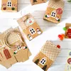 24sets gingerbread منزل هدية مربع عيد الميلاد مربع الحلوى علاج مربع مع ملصقات مجيء و هدية بطاقة الإحسان حقيبة مجموعة 210402