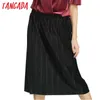 Tangada Samt Faltenröcke Damen Weiblich Winter Mode Hohe Taille Gerade Midi Rock Schule Schwarz Vintage Casual Jupe 210609