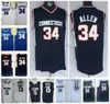 Vintage Mens Uconn Huskies 15 Kemba Walker 34 Ray Allen College 농구 유니폼 블루 스티치 셔츠 Lincoln #34 Jesus Shuttlesworth Jersey S-XXL