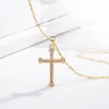 24k or diamant jésus croix collier pendentif cristal rangée colliers chaînes pour femmes hommes mode bijoux Will et Sandy