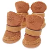 Vêtements pour chiens Automne Hiver Bottes pour animaux de compagnie Chaussures Protection chaude Kaki M199Q