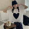 Kvinnors T -skjortor koreanska ￤lskar tryck bf shirs kvinnliga modem￤rke sommaren kort ￤rm grafisk tee ins hipster casual stil l￶sa damer toppar