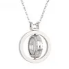 Collier médaillon rotatif en cristal pendentif rond avec chaînes pour femmes bijoux de mode bricolage volonté et sable