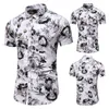 45 kg120kg män hawaiian mode casual kortärmad tryckt skjorta regelbunden passform manlig kinesisk skjorta sommarkläder 210412