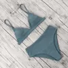 Wysoka talia Bikini Kobiety Kobiet Solid Swimsuit Bandaż Swimwear Set Maillot de Bain Femme Pływanie Biquinis 210621