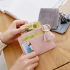 Kart sahipleri Maleather mini püskül kadın sahibi sevimli kredi kimliği fermuar cüzdan vaka değişim para çantası anahtarlık nubuck