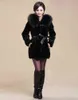 Sonbahar Kış Retro Mont Kadın Tavşan Faux Kürk Siyah Katı Renk Kalın Kapşonlu Tam Kollu Rahat Kadın England Style 211207 Tops