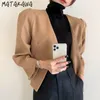 MATAKAWA automne Simple col en v femme veste un bouton lâche décontracté veste courte femme coréenne manteaux femmes 210513