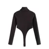 Sexiga kvinnor Turtleneck bodysuit mode damer solid svart full ärm kausal kvinnlig streetwear hollow out 210427