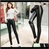 Vêtements Vêtements Drop Livraison 2021 Mode Femmes Noir Plus Veet Épaississement Pantalon En Cuir Taille Haute Mince Minceur Pieds Serrés Leggings Sexy