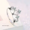 Silver Moissanite Anel Sterling Silver 925 Noivado Casamento Luxo Retro Jóias Designer Crown Moissanit Anéis