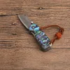 Speciale Aanbieding Kleine Damascus Pocket Folding Mes Damascuss Steel Blade Abalone Shell + Roestvrij staal Sheet Handle EDC Gift Messen