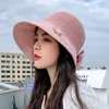 bucket hat Women's Korean stitching bow embroidered fisherman's with large eaves for sun protection and UV