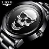 Lige Creative Skull Män Klockor Mode Sport Top Märke Klocka Män Vattentät Rostfritt Stål Klocka Relogio Masculino 210527