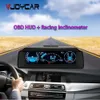 Vjoycar 2021 Neueste 2in1 Auto HUD Neigungsmesser Geschwindigkeit Steigung OBD2 Gauge RPM Wasser Temp. GPS-Messgerät, Tachometer, Kompassuhr