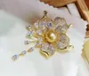 Cubic Zirconia 24 K Gold Plated Flower Brooch Pin