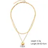 Nieuwe Multi Layer 18 K Gold Flat Snake Chain Heart Charms Necklac voor Dames Choker Kraag Hart Stainls Steel Necklac